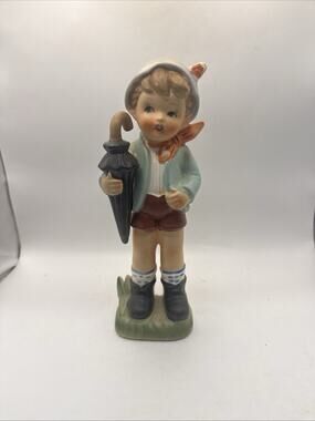 Wales Boy with Umbrella Ceramic Figurine *